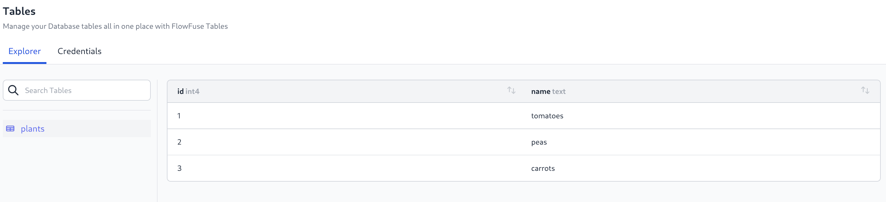 Screenshot of Table Explorer